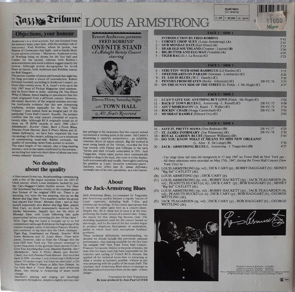 Louis Armstrong : Louis Armstrong At Town Hall "The Complete Town Hall Concert" 17 May 1947 (2xLP, Album, Gat)