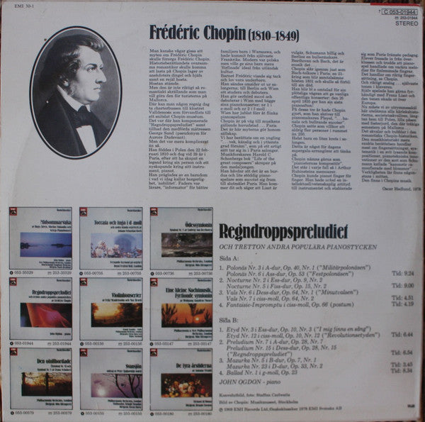 John Ogdon : Regndroppspreludiet Och Tretton Andra Populära Pianostycken Av Frédéric Chopin (LP, RE)