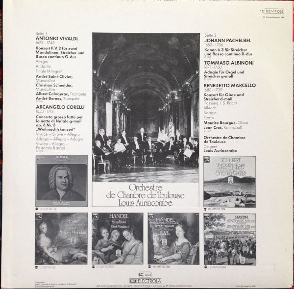 Orchestre De Chambre De Toulouse, Louis Auriacombe / Tomaso Albinoni • Arcangelo Corelli • Johann Pachelbel : Adagio • Weihnachtskonzert • Kanon u.a. (LP)