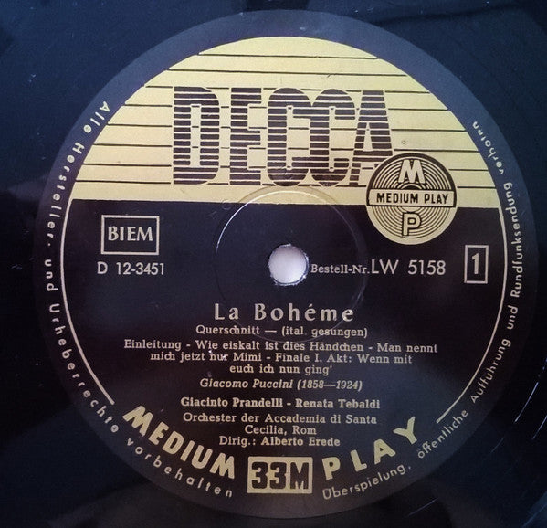 Giacomo Puccini : La Bohème (Querschnitt) (10")