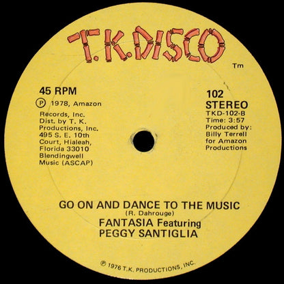 Fantasia (5) Featuring Peggy Santiglia : Sweet, Sweet City Rhythm/Summer In The City / Go On And Dance To The Music (12")