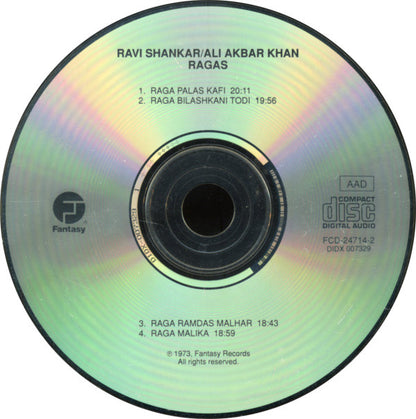 Ravi Shankar / Ali Akbar Khan : Ragas (CD, RE, RM)