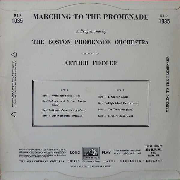 Boston Promenade Orchestra Conducted By Arthur Fiedler : Marching To The Promenade (10", Mono)