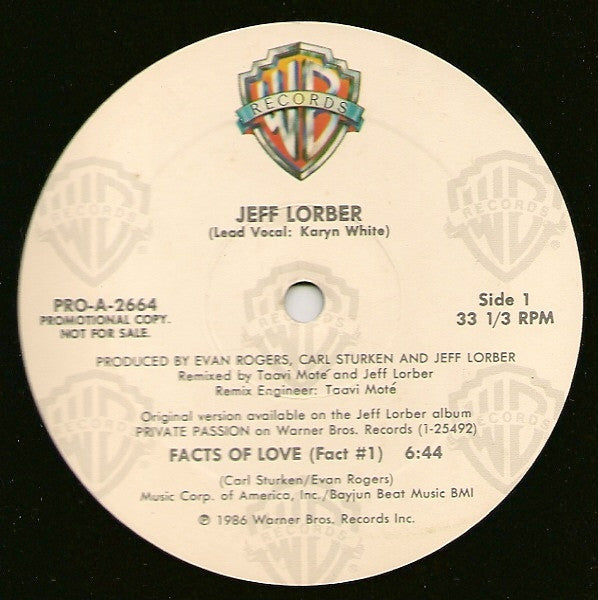 Jeff Lorber : Facts Of Love (12", Promo)