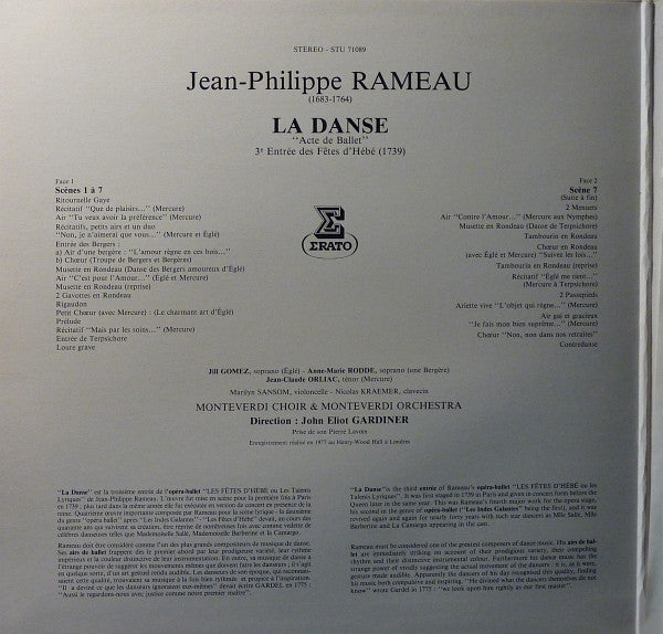 Jean-Philippe Rameau, John Eliot Gardiner : Les Fêtes D'Hébé - La Danse (LP, Album, TP)