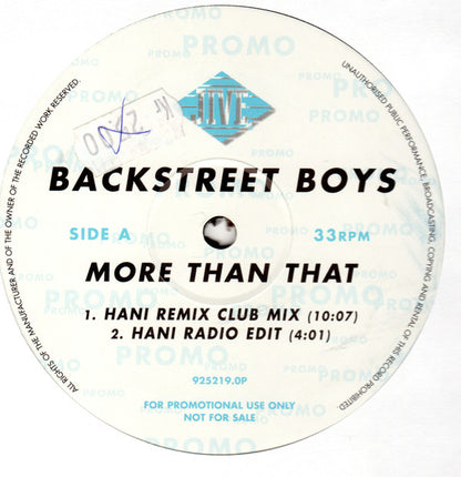 Backstreet Boys : More Than That (12", Promo)