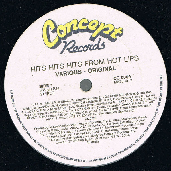 Various : Hits, Hits, Hits From Hot Lips (LP, Comp)