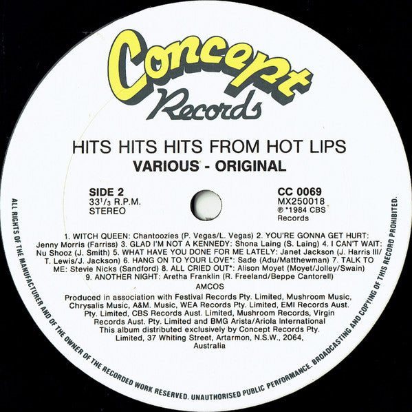 Various : Hits, Hits, Hits From Hot Lips (LP, Comp)