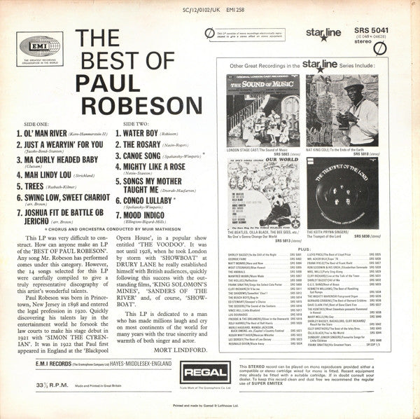 Paul Robeson : The Best Of Paul Robeson (LP, Comp, Non)