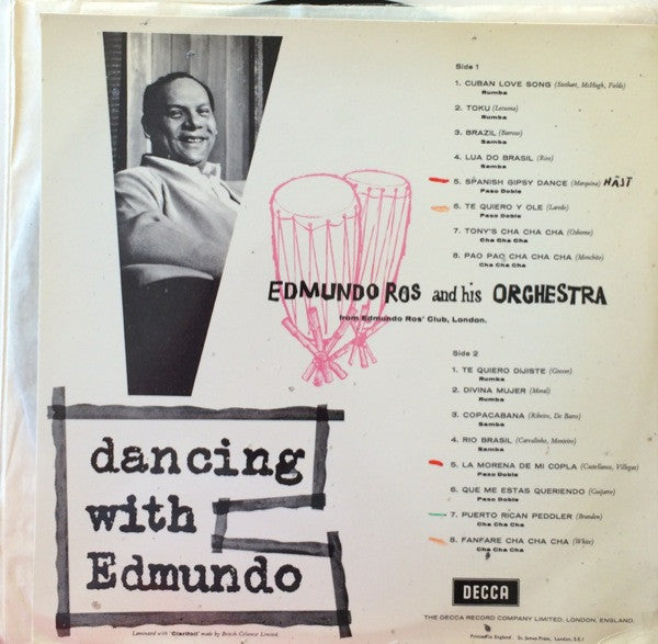 Edmundo Ros & His Orchestra : Dancing With Edmundo (LP, Album, Gat)