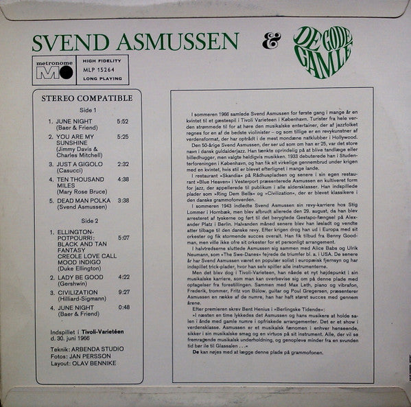 Svend Asmussen : Svend Asmussen & De Gode Gamle (LP)