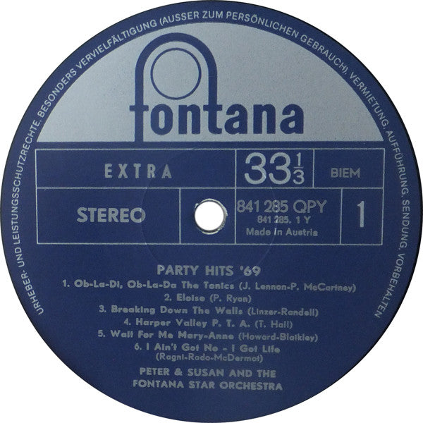 Peter & Susan And The Fontana Star Orchestra : Party Hits '69 (LP)