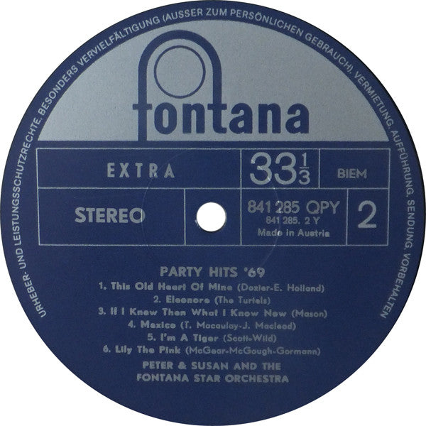 Peter & Susan And The Fontana Star Orchestra : Party Hits '69 (LP)