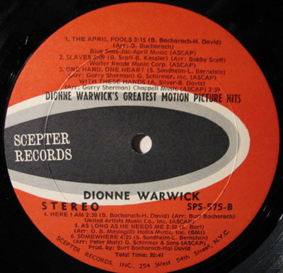 Dionne Warwick : Dionne Warwick's Greatest Motion Picture Hits (LP, Album, Comp, Uni)