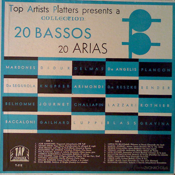 Various : 20 Bassos 20 Arias (LP, Comp)