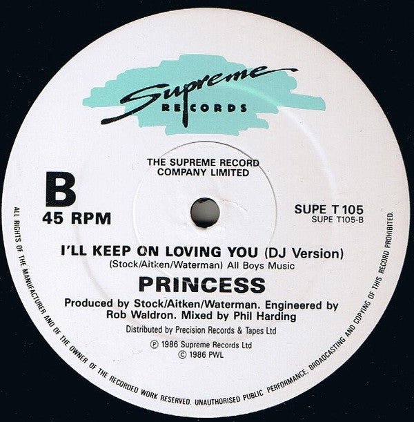 Princess : I'll Keep On Loving You (12", Single)