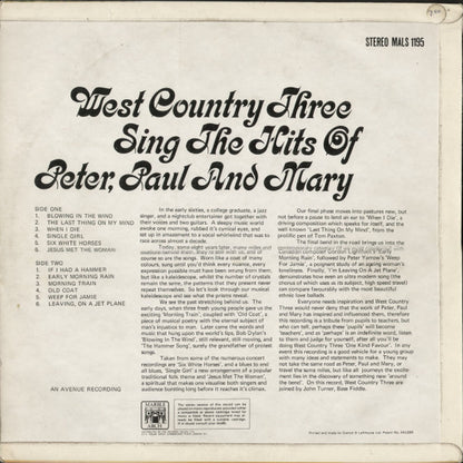 The West Country Three : Sing The Hits Of Peter, Paul & Mary (LP)