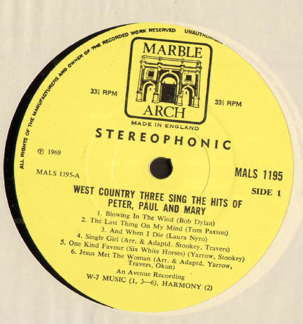 The West Country Three : Sing The Hits Of Peter, Paul & Mary (LP)