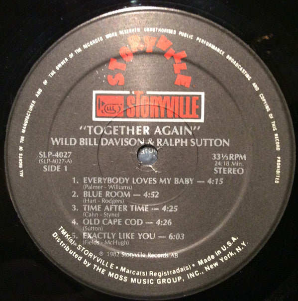 Wild Bill Davison, Ralph Sutton (2) : Together Again (LP, Album)