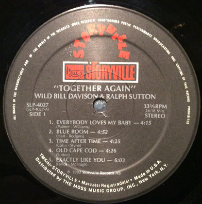 Wild Bill Davison, Ralph Sutton (2) : Together Again (LP, Album)