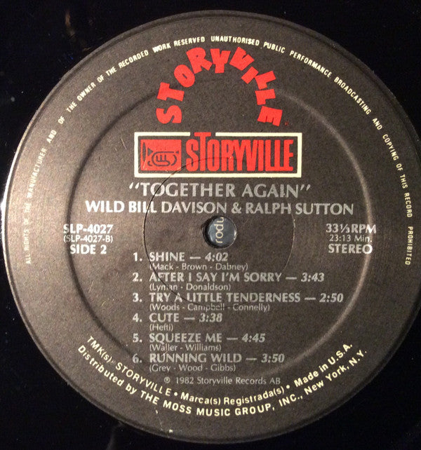 Wild Bill Davison, Ralph Sutton (2) : Together Again (LP, Album)