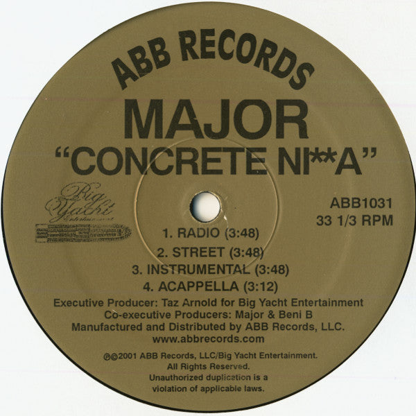 Major (5) : Concrete Ni**a b/w Just Can't Lose (12")