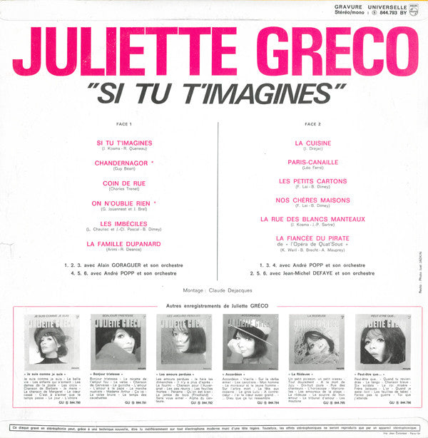 Juliette Gréco : Si Tu T'imagines (LP, Comp)