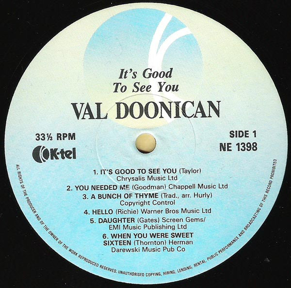 Val Doonican : It's Good To See You (LP, Album, RE)