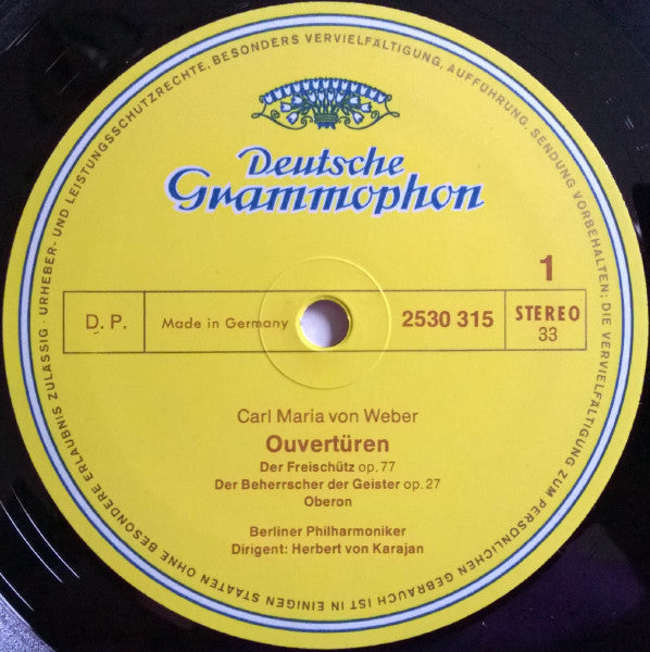 Carl Maria von Weber, Berliner Philharmoniker, Herbert von Karajan : Ouvertüren = Overtures (LP)