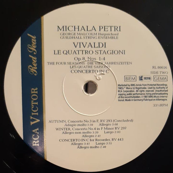 Michala Petri : Vivaldi - Le Quattro Stagioni Op. 8, Nos 1-4 (LP, Album)