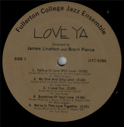 Fullerton College Jazz Ensemble : Love Ya (LP, Album)