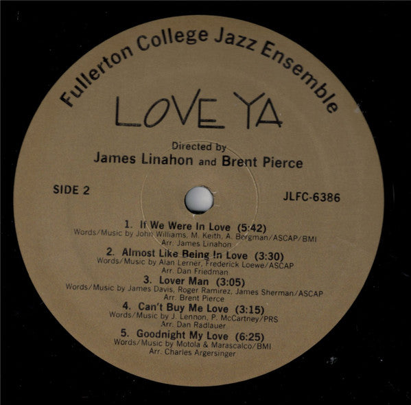 Fullerton College Jazz Ensemble : Love Ya (LP, Album)