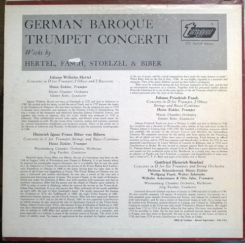 Johann Wilhelm Hertel, Johann Friedrich Fasch, Gottfried Heinrich Stölzel & Heinrich Ignaz Franz Biber : German Baroque Trumpet Concerti (LP, Album)