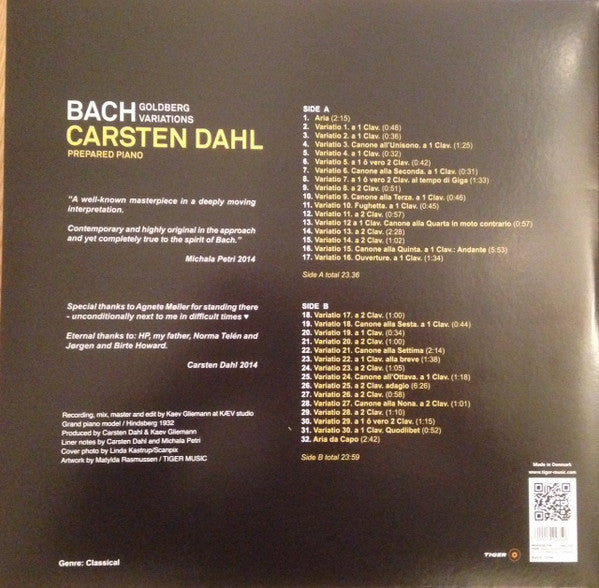 Carsten Dahl : Bach, Goldberg Variations Prepared Piano (LP, Album)