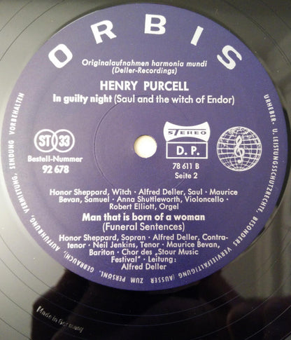 Henry Purcell : Te Deum Et Jubilate Deo / I Guilty Night / Man That Is Born Of A Woman (LP, RE)