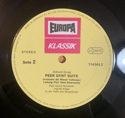 Edvard Grieg, Wiener Volksopernorchester, Hans Swarowsky : Peer Gynt Suite (LP)