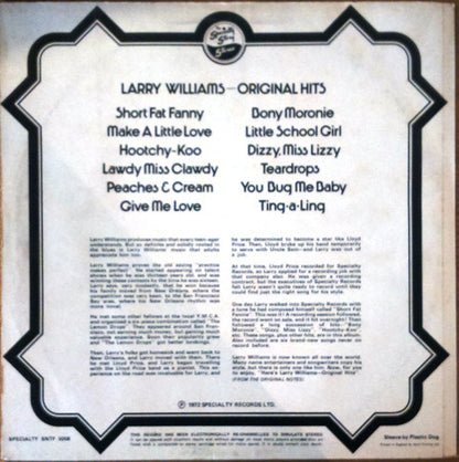 Larry Williams (3) : Original Hits (LP, RE)