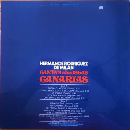 Hermanos Rodriguez De Milan : Cantan A Las Islas Canarias (LP, Album)