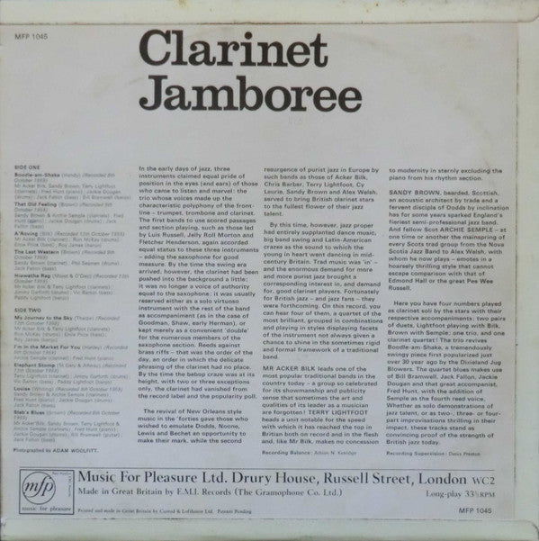 Acker Bilk, Sandy Brown (3), Terry Lightfoot, Archie Semple : Clarinet Jamboree (LP, Mono)