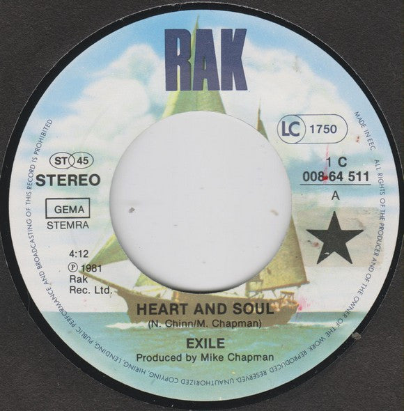 Exile (7) : Heart And Soul (7", Single)