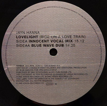 Jayn Hanna : Lovelight (Ride On A Love Train) Blue Amazon Remixes (12")