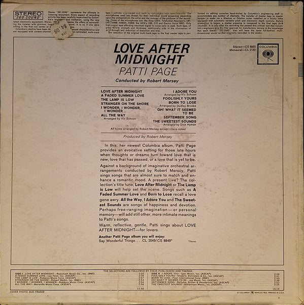 Patti Page : Love After Midnight (LP, Album)