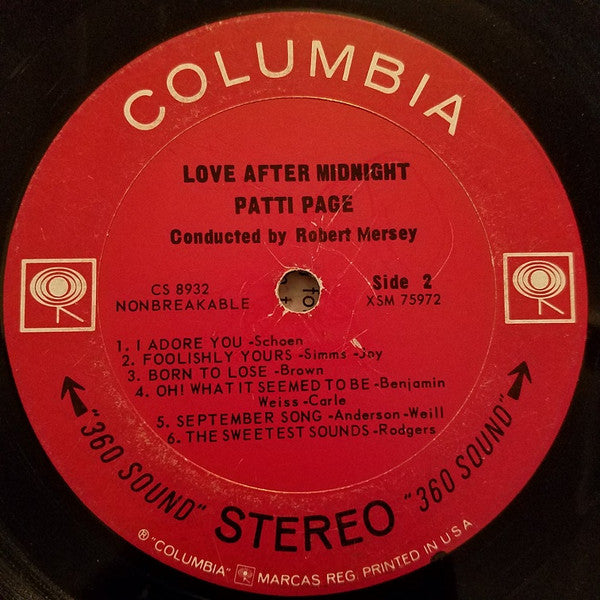 Patti Page : Love After Midnight (LP, Album)