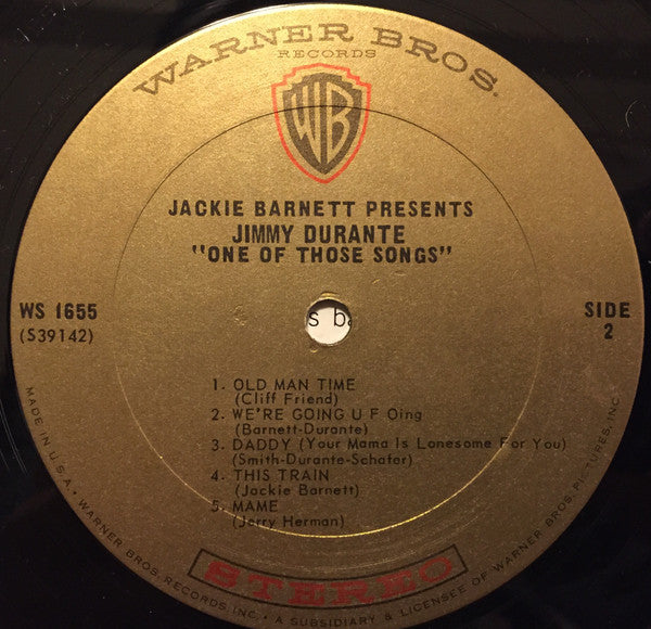 Jackie Barnett Presents Jimmy Durante : "One Of Those Songs" (LP, Album)