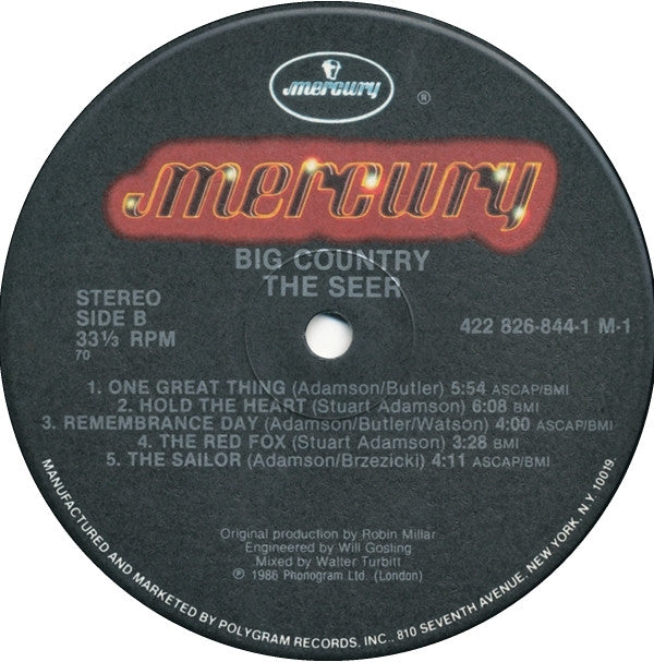 Big Country : The Seer (LP, Album, 70 )