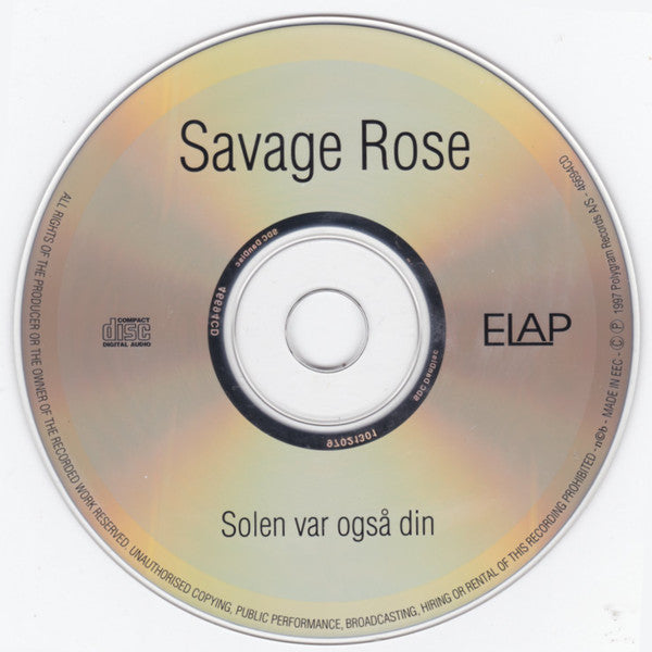 Savage Rose : Solen Var Også Din (CD, Album, RE)