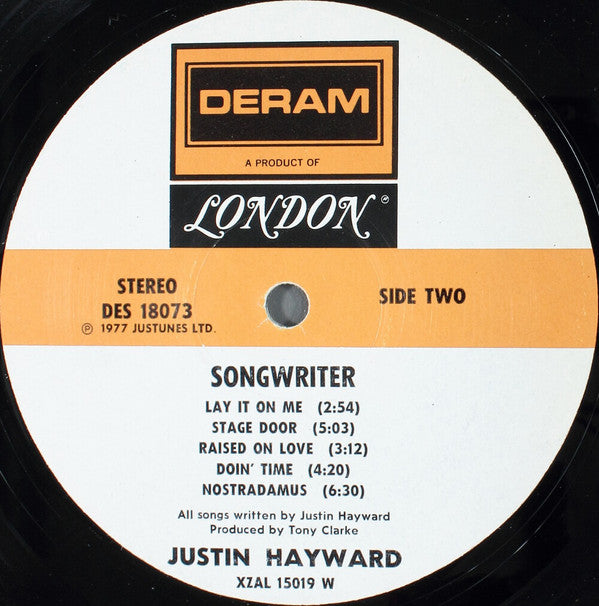 Justin Hayward : Songwriter (LP, Album, Wad)