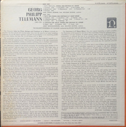 Georg Philipp Telemann, Cologne Soloists Ensemble, Helmut Müller-Brühl : Suite For Flute, Strings And Continuo In A Minor; Suite For Strings And Continuo In F Sharp Minor; Concerto For Violin, Strings And Continuo In A Minor (LP, Album, RP)