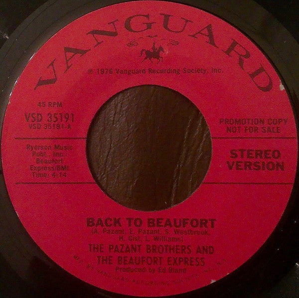 The Pazant Brothers : Back To Beaufort (7", Mono, Promo)