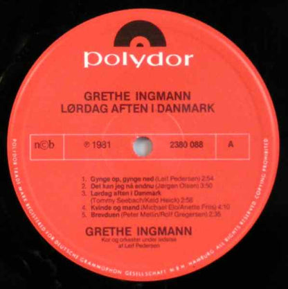 Grethe Ingmann : Lørdag Aften I Danmark (LP, Album)